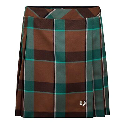 Pre-owned Fred Perry Womens  Pleatd Skt Mini Skirts In S54 Whiskey
