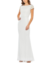 Mac Duggal Beaded Cap Sleeve Bateau Column Dress