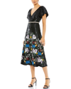Mac Duggal Floral Sequin Wrap Front Cocktail Dress