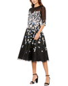 Mac Duggal Floral Embroidered A-line Tea-length Cocktail Dress