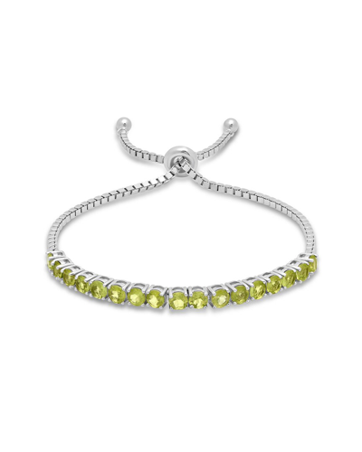 Max + Stone Silver 5.10 Ct. Tw. Peridot Adjustable Bolo Bracelet In Multi