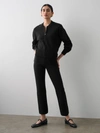 WHITE + WARREN SUPERFINE ORGANIC COTTON KICK FLARE PANT IN BLACK