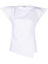 Isabel Marant Padded Boat Neck T-shirt With Asymmetric Hem In ホワイト