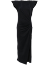 Isabel Marant Nadela Draped Cotton Maxi Dress In ブラック
