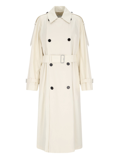 Burberry Double-breasted Trench Coat In Cream