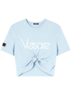 Versace Logo-print Cropped Cotton T-shirt In White