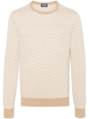 Drumohr Geometric-pattern Contrast-detail Jumper In Beige
