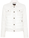Moorer Petunia Quilted-panel Denim Jacket In Beige