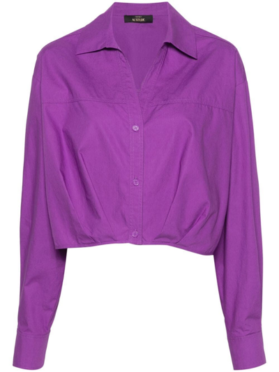 Twinset Actitude Poplin Cropped Shirt In Purple