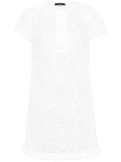 Twinset Floral-embroidery Organza Mini Dress In White