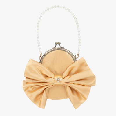 Le Mu Kids' Girls Gold Satin Handbag (15cm)
