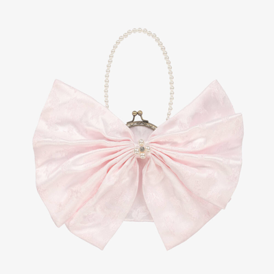 Le Mu Kids' Girls Pink Floral Brocade Handbag (15cm)