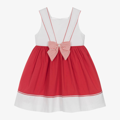 Patachou Babies' Girls Red & White Cotton Dress