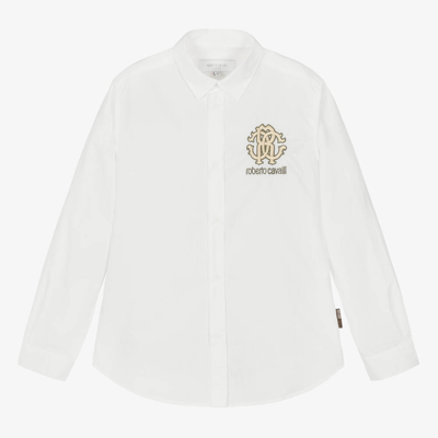 Roberto Cavalli Teen Boys White Rc Monogram Cotton Shirt