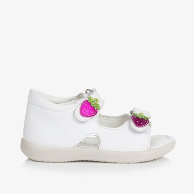Falcotto By Naturino Babies'  Girls White Leather Strawberry Sandals