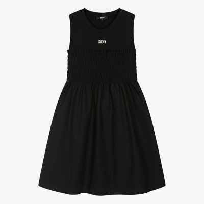 Dkny Teen Girls Black Shirred Cotton Dress
