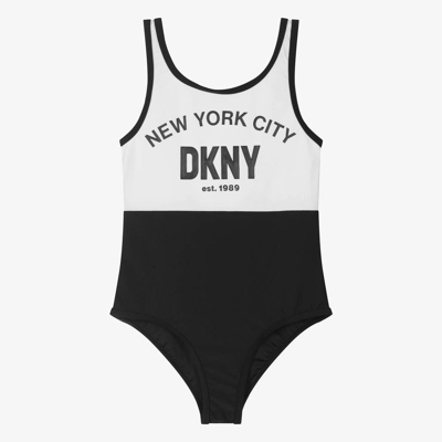 Dkny Teen Girls Black & White Nyc Swimsuit