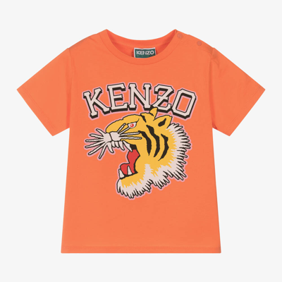 Kenzo Babies' Graphic-print Cotton T-shirt In Orange