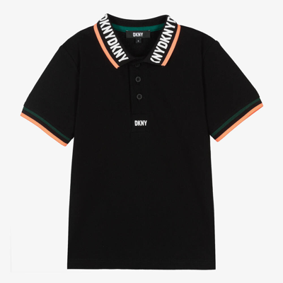 Dkny Teen Boys Black Cotton Polo Shirt