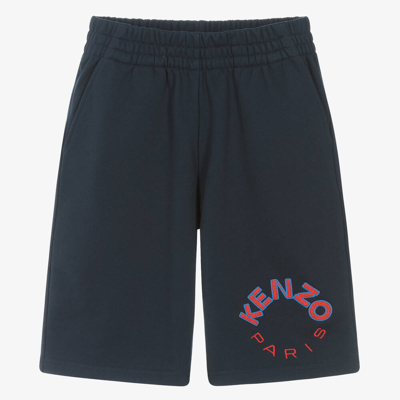 Kenzo Kids Teen Navy Blue Cotton Jersey Shorts