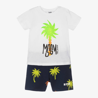 Msgm Babies' Palm-tree Short Set In White