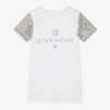 GIVENCHY GIRLS WHITE COTTON SEQUINNED SLEEVE DRESS