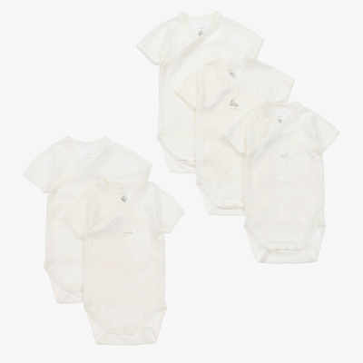 Petit Bateau Babies' White Organic Cotton Bodyvests (5 Pack)
