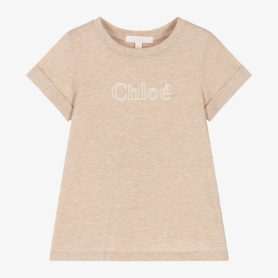 Chloé Kids' Girls Beige Organic Cotton T-shirt