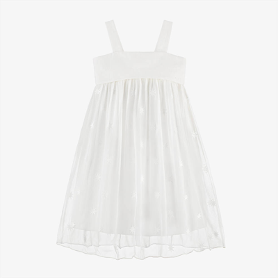 Chloé Babies' Girls White Embroidered Star Silk Dress