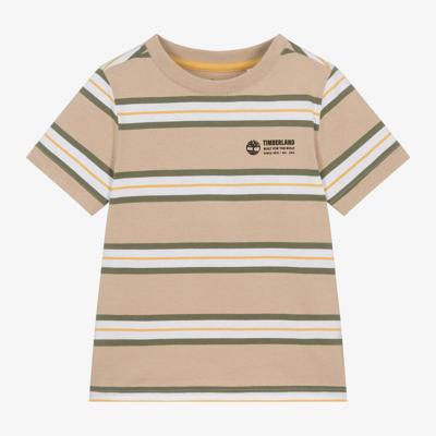 Timberland Babies' Boys Beige Stripe Organic Cotton T-shirt