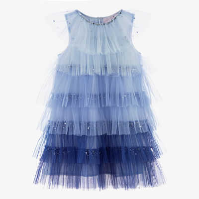 Tutu Du Monde Babies'  Girls Blue Tiered Ruffle Tulle Dress