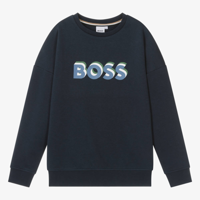 Hugo Boss Boss Teen Boys Navy Blue Cotton Sweatshirt