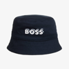 HUGO BOSS BOSS BABY BOYS NAVY BLUE COTTON BUCKET HAT