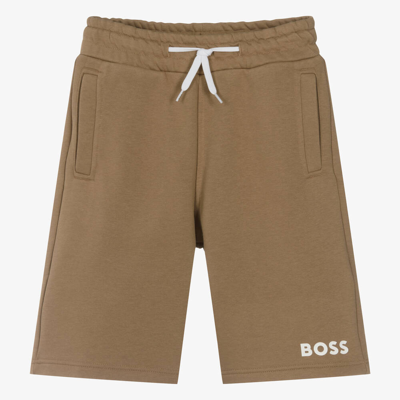 Hugo Boss Boss Teen Boys Dark Beige Cotton Shorts