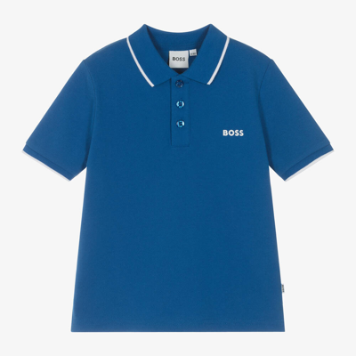 Hugo Boss Babies' Boss Boys Blue Cotton Polo Shirt