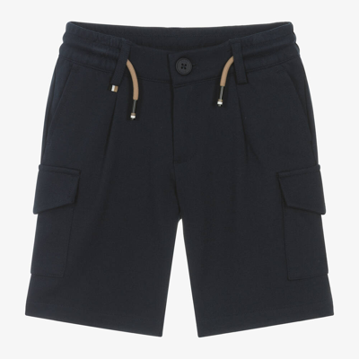 Hugo Boss Babies' Boss Boys Navy Blue Viscose Cargo Shorts