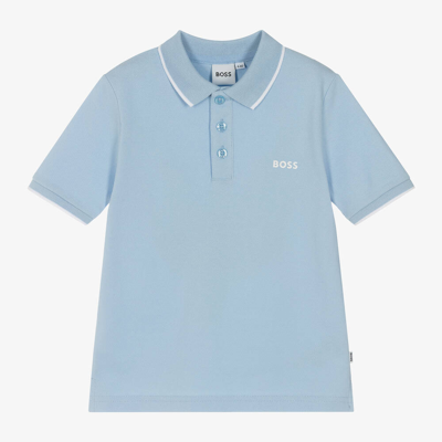 Hugo Boss Kids' Boss Boys Pale Blue Cotton Polo Shirt