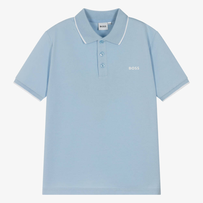 Hugo Boss Boss Teen Boys Pale Blue Cotton Polo Shirt