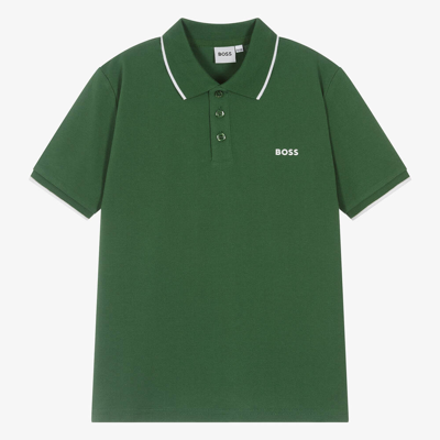 Hugo Boss Boss Teen Boys Green Cotton Polo Shirt