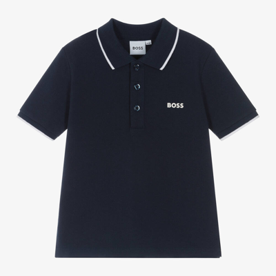 Hugo Boss Kids' Boss Boys Navy Blue Cotton Polo Shirt