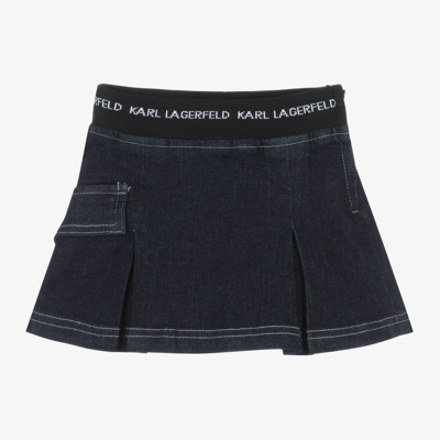 Karl Lagerfeld Kids Girls Dark Blue Pleated Denim Skirt