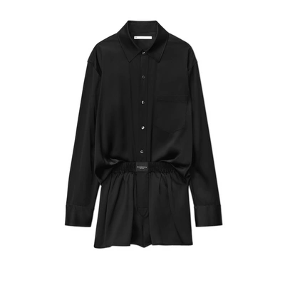 Alexander Wang Silk Playsuit In Black