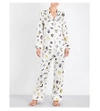 OLIVIA VON HALLE Lila Crystal Silk-Satin Pyjama Set