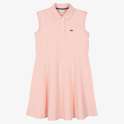 Lacoste Teen Girls Pink Cotton Polo Dress