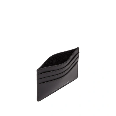 Tommy Hilfiger Leather Card Holder With Logo In Black