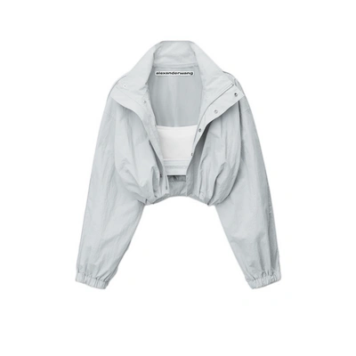 Alexander Wang Lightweight Nylon Jacket With Bra Top In Grey