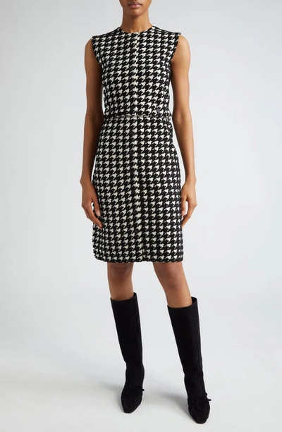 Burberry Houndstooth Check Knit Two-piece Dress In Black Ip Pattern