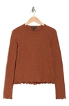 Rag & Bone Gemma Jacquard Lettuce Edge Long Sleeve T-shirt In Darkbrown