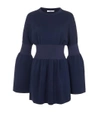 TIBI Navy Merino Wool Sweater Mini Dress,210000016428
