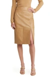 Hugo Boss Setora Leather Pencil Skirt In Iconic Camel